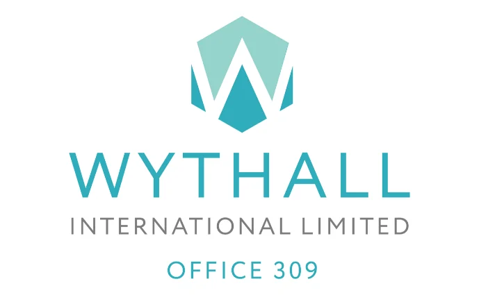 Wythall International Limited logo: a turquoise hexagon with a W cut into it
